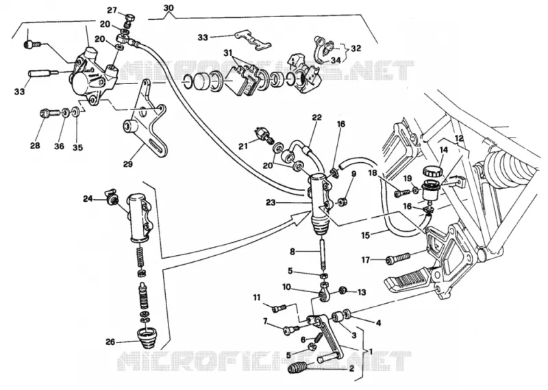 SYSTÈME DE FREIN ARRIERE (F.M 001364) Ducati Moto Supersport 1995 750 SS  750 SS