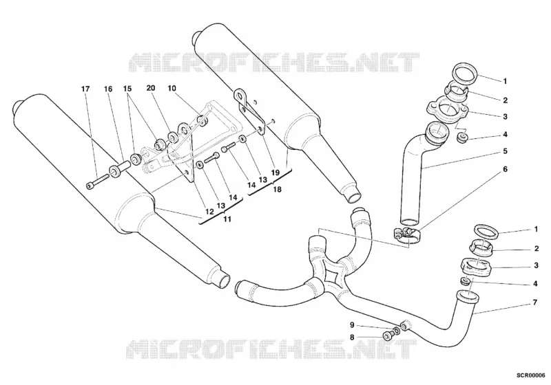 SYSTEME D'ECHAPPEMENT Ducati Moto Supersport 2001 750 SS  750 SS