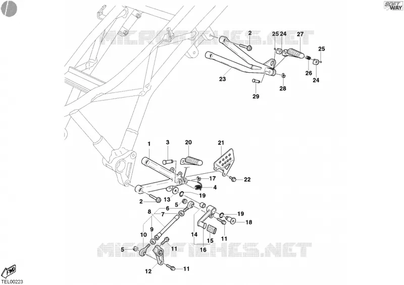 REPOSE PIEDS GAUCHE - SELECTEUR Ducati Moto Supersport 2004 1000 SS  1000 SS