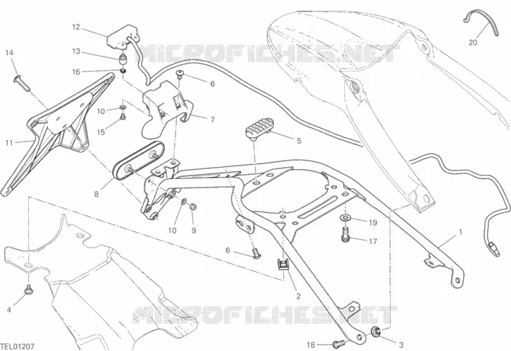 SUPPORT DE PLAQUE D'IMMATRICULATION Ducati Moto Scrambler 2021 Scrambler Desert Sled Fasthouse 800  Scrambler Desert Sled Fasthouse 800