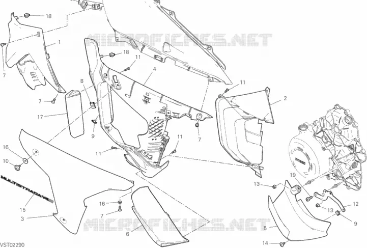 CARÉNAGE DROIT Ducati Moto Multistrada 2021 Multistrada V4S  Multistrada V4S