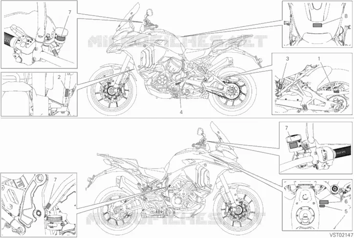 ETIQUETTE AVERTISSEMENT Ducati Moto Multistrada 2021 Multistrada V4S FULL  Multistrada V4S FULL