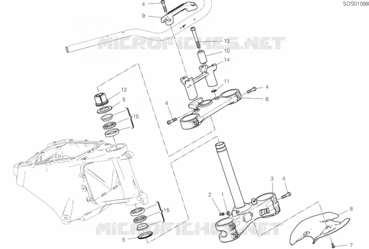 TE DE FOURCHE - COLONNE DE DIRECTION Ducati Moto Multistrada 2021 Multistrada V4S Performance  Multistrada V4S Performance