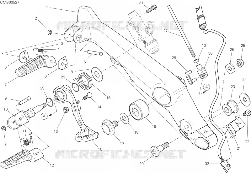 REPOSE PIEDS DROIT - PEDALE DE FREIN Ducati Moto Scrambler 2022 Scrambler 800 Nightshift  Scrambler 800 Nightshift
