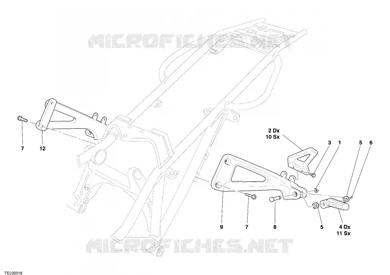 REPOSE-PIEDS ARRIERE Ducati Moto Monster 2005 Monster S2R 800 Dark  Monster S2R 800 Dark