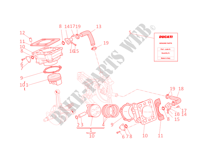 CYLINDRES   PISTONS pour Ducati Monster S4R 2005