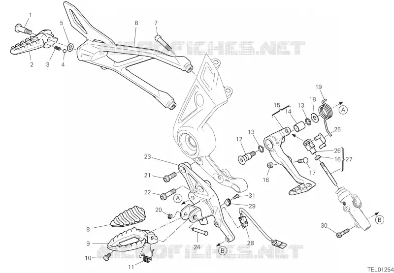 REPOSE PIEDS DROIT - PEDALE DE FREIN Ducati Moto Diavel 2022 Diavel 1260  Diavel 1260