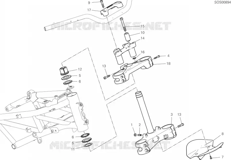 TE DE FOURCHE - COLONNE DE DIRECTION Ducati Moto Multistrada 2023 Multistrada V2 S  Multistrada V2 S