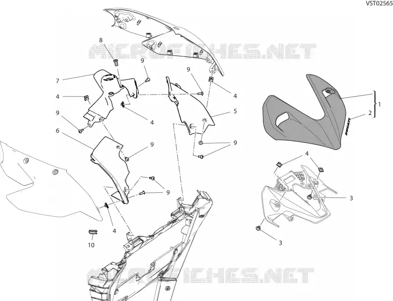 CARENAGES AVANT Ducati Moto Streetfighter 2023 Streetfighter V2  Streetfighter V2
