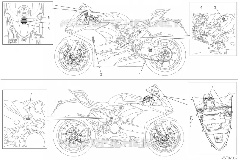 ETIQUETTE AVERTISSEMENT Ducati Moto SUPERBIKE 2023 PANIGALE V2 TROY BAYLISS  PANIGALE V2 TROY BAYLISS