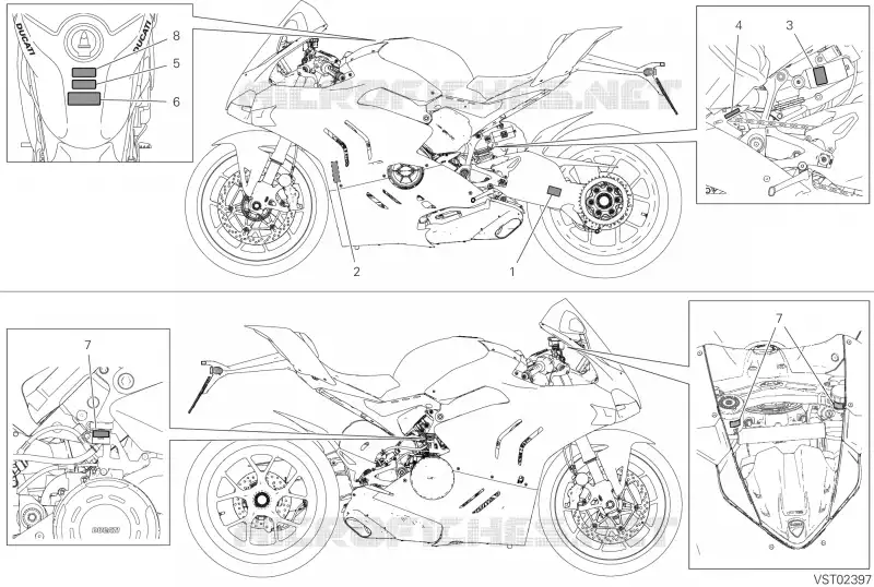 ETIQUETTE AVERTISSEMENT Ducati Moto Superbike 2024 Panigale V4 S  Panigale V4 S