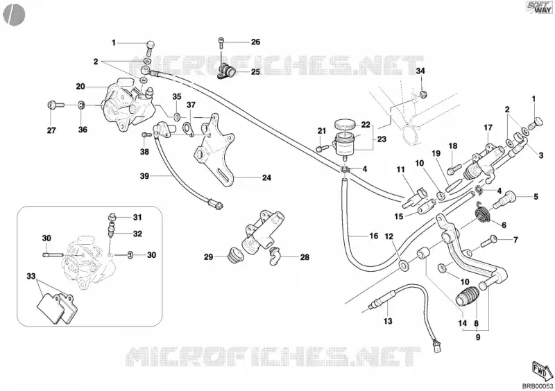 SYSTÈME DE FREIN ARRIERE Ducati Moto Monster 2002 Monster S4 Fogarty  Monster S4 Fogarty
