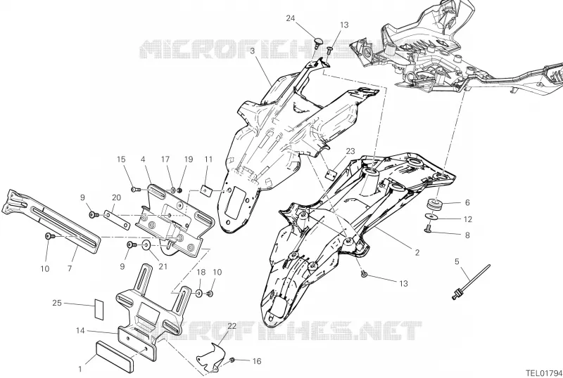 SUPPORT DE PLAQUE D'IMMATRICULATION Ducati Moto Multistrada 2025 Multistrada V4 S Radar  Multistrada V4 S Radar