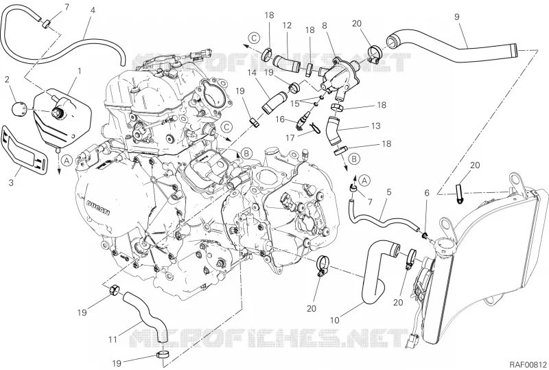 CIRCUIT DE REFROIDISSEMENT Ducati Moto Multistrada 2025 Multistrada V2 S  Multistrada V2 S