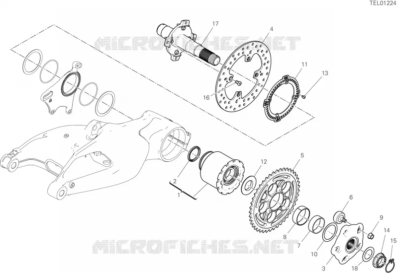 PIVOT ROUE ARRIERE Ducati Moto Hypermotard 2025 Hypermotard 950 SP  Hypermotard 950 SP