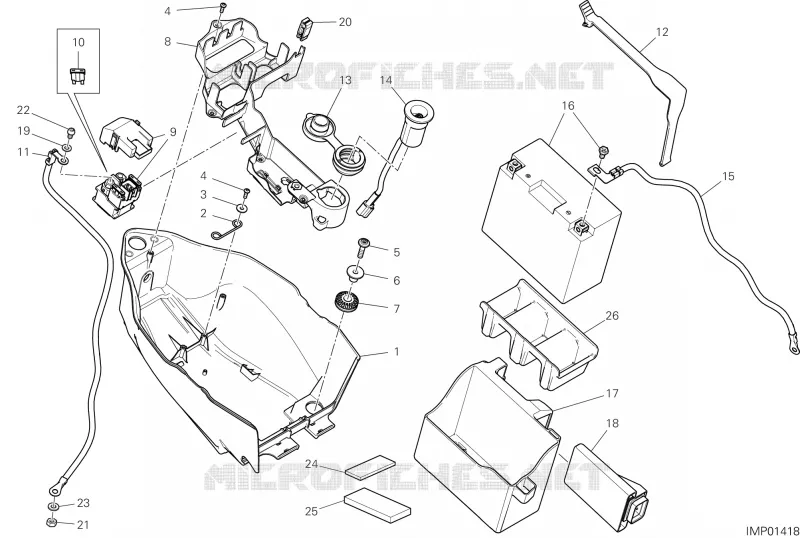SUPPORT BATTERIE Ducati Moto Hypermotard 2025 Hypermotard 950 SP  Hypermotard 950 SP